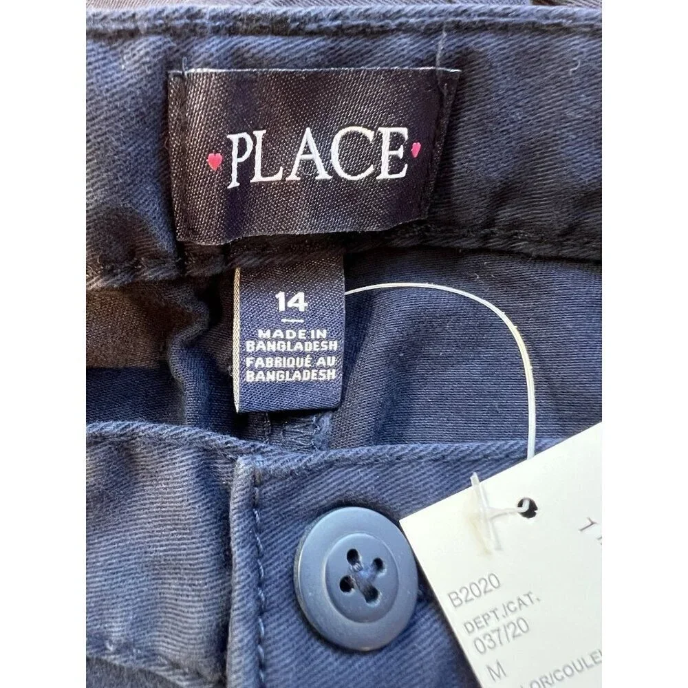 The Children's Place Girls Uniform Chino Pants 14 Blue Bootcut Stretch NWT 2 PAC